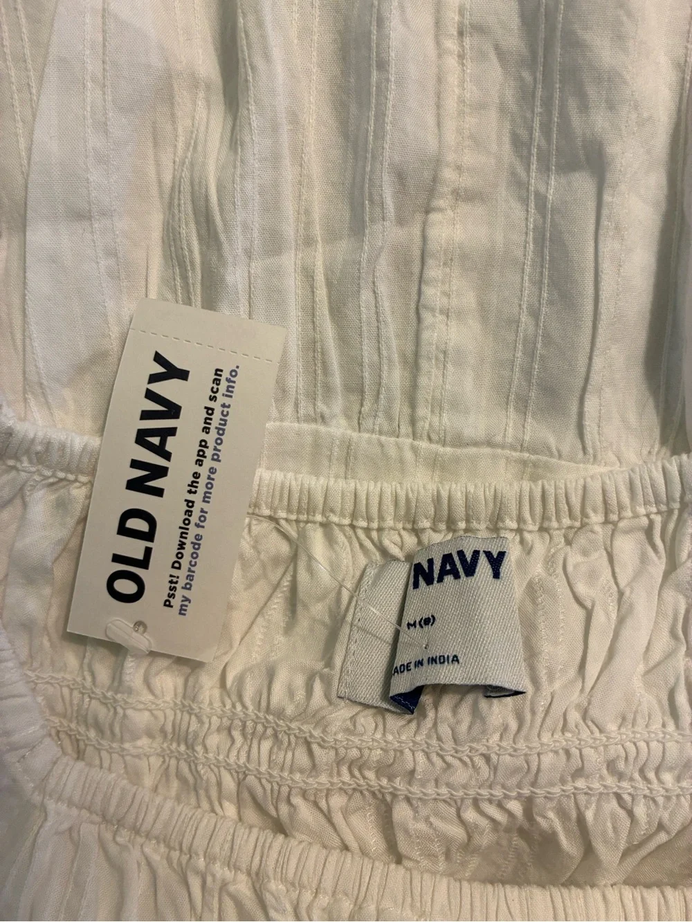 Old Navy Girls M Medium (8) White Peasant Dress Short Sleeve